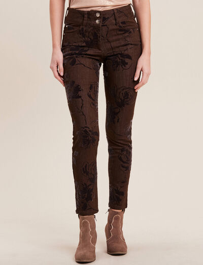 Jean ajusté taille standard marron femme