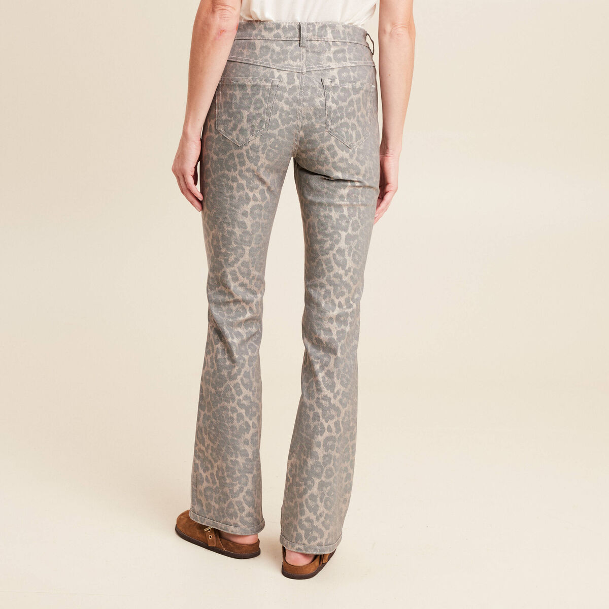 Pantalon bootcut réversible vert olive femme