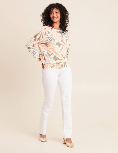 Jean coupe droite taille haute blanc femme