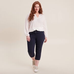 pantacourt droit taille standard bleu marine femme Pantacourt droit taille standard bleu marine femme