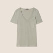 T-shirt manches courtes col en V vert clair femme