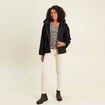 Manteau ample court &agrave; capuche noir femme
