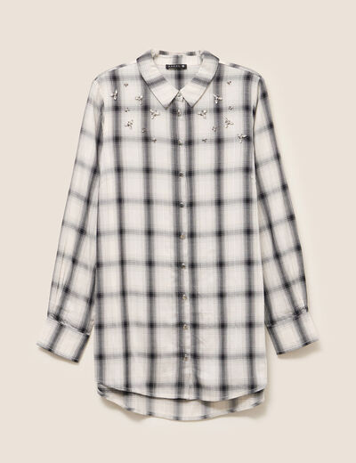 Tunique fluide col chemise blanc femme