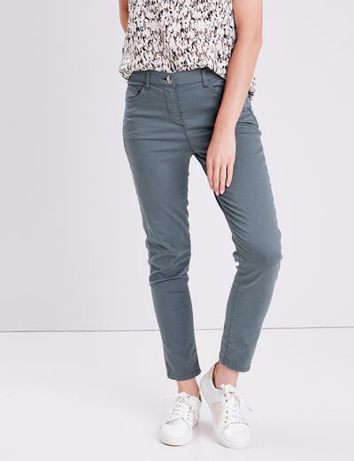 Pantalon léger taille standard 7/8ème vert kaki femme