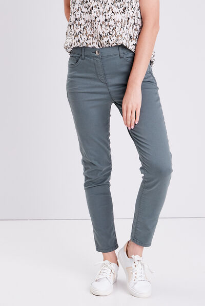Pantalon léger taille standard 7/8ème vert kaki femme