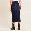 Jupe longue droite en jean denim brut femme