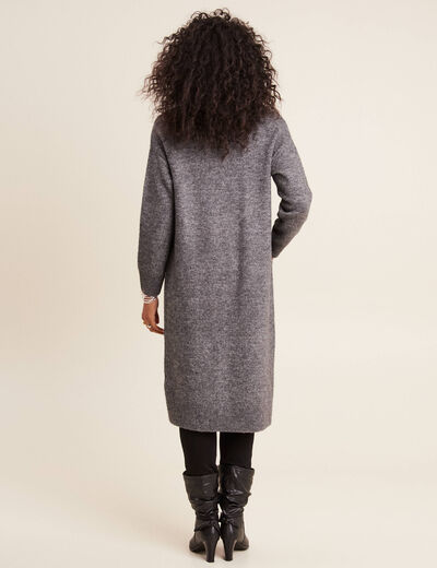Gilet long manches longues gris foncé femme
