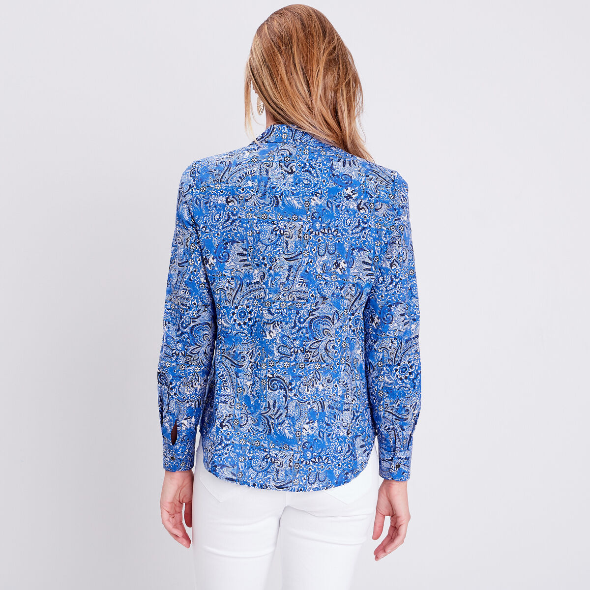 Chemise manches longues bleu femme