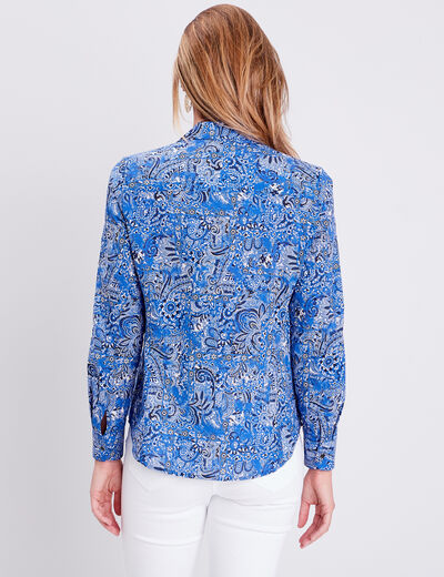 Chemise manches longues bleu femme