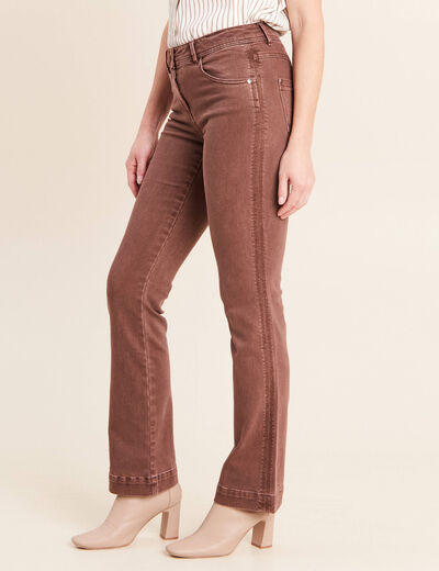 Jean bootcut taille bascul&eacute;e marron femme