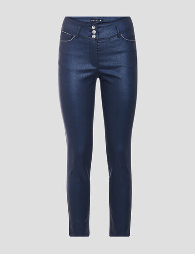 Pantalon ajusté aspect irisé bleu foncé femme