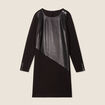 Robe droite détail simili cuir noir femme