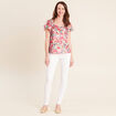 Blouse droite col rond manches courtes multicolore femme