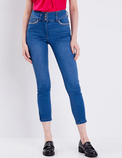 Jean ajusté 7/8ème denim double stone femme