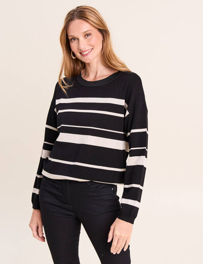 Pull col rond noir femme
