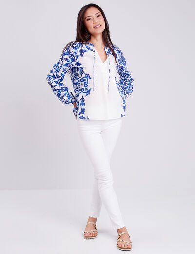 Blouse manches longues bleu femme