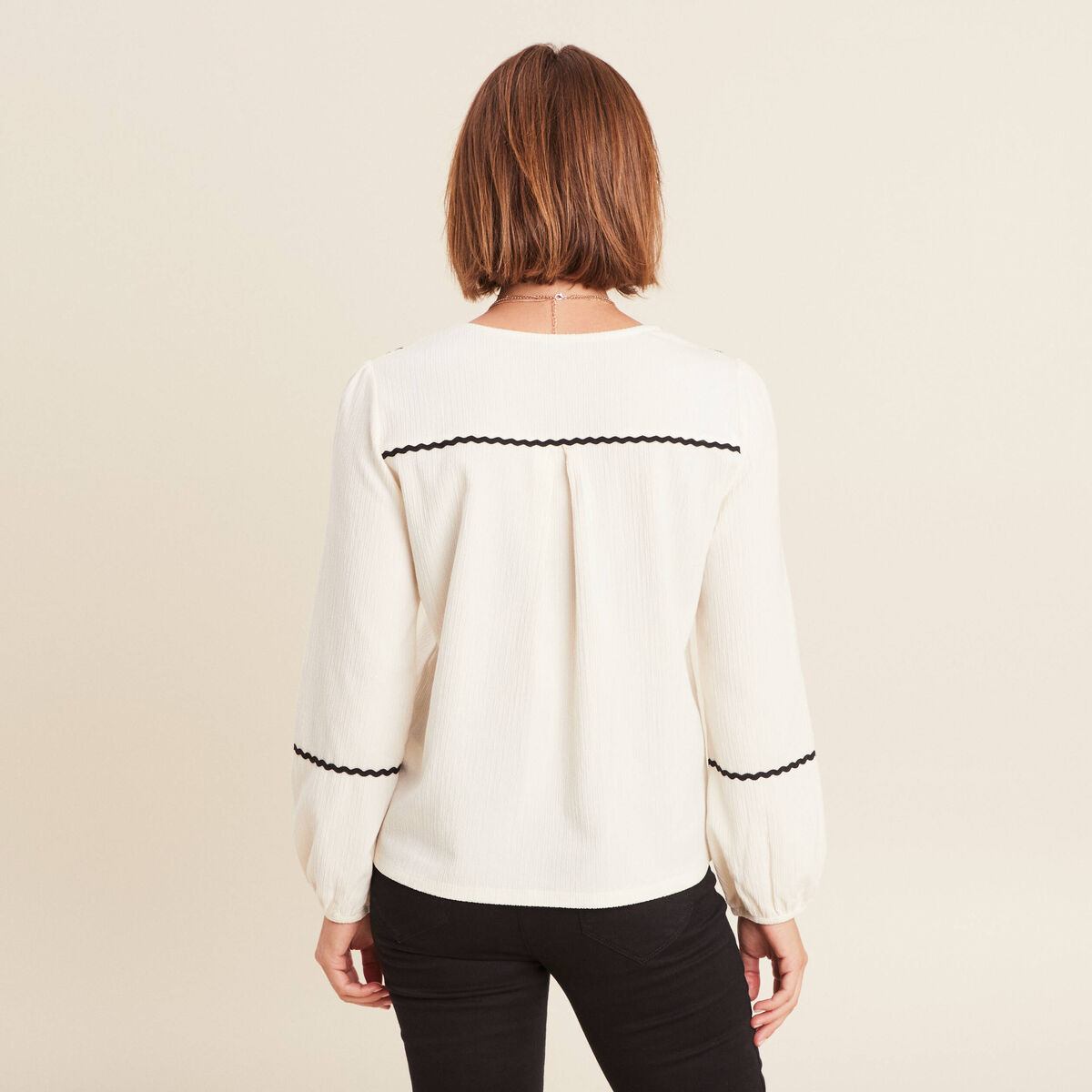 T-shirt manches longues ecru femme
