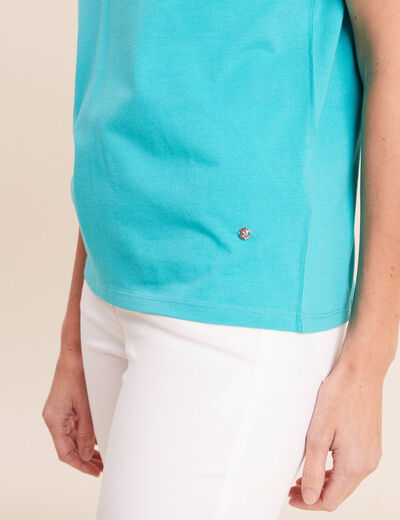 T-shirt manches courtes vert turquoise femme