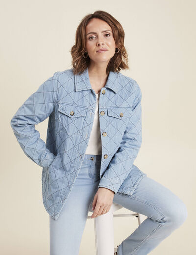 Surchemise manches longues denim double stone femme