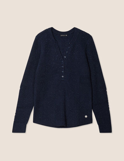 Pull manches longues bleu marine femme