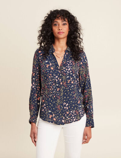 Chemise manches longues bleu marine femme