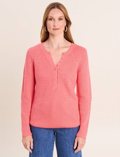 Pull manches longues rose framboise femme