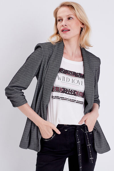Veste esprit tailleur cintrée noir femme