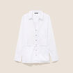Tunique droite longue col chemise blanc femme