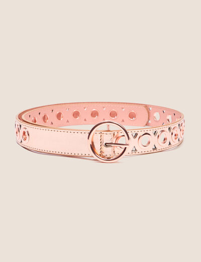 Ceinture à oeillets rose clair femme