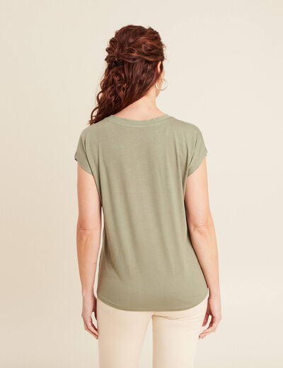 T-shirt manches courtes vert kaki femme