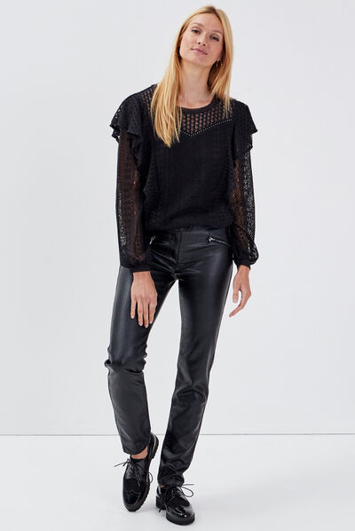 Pantalon ajusté noir femme