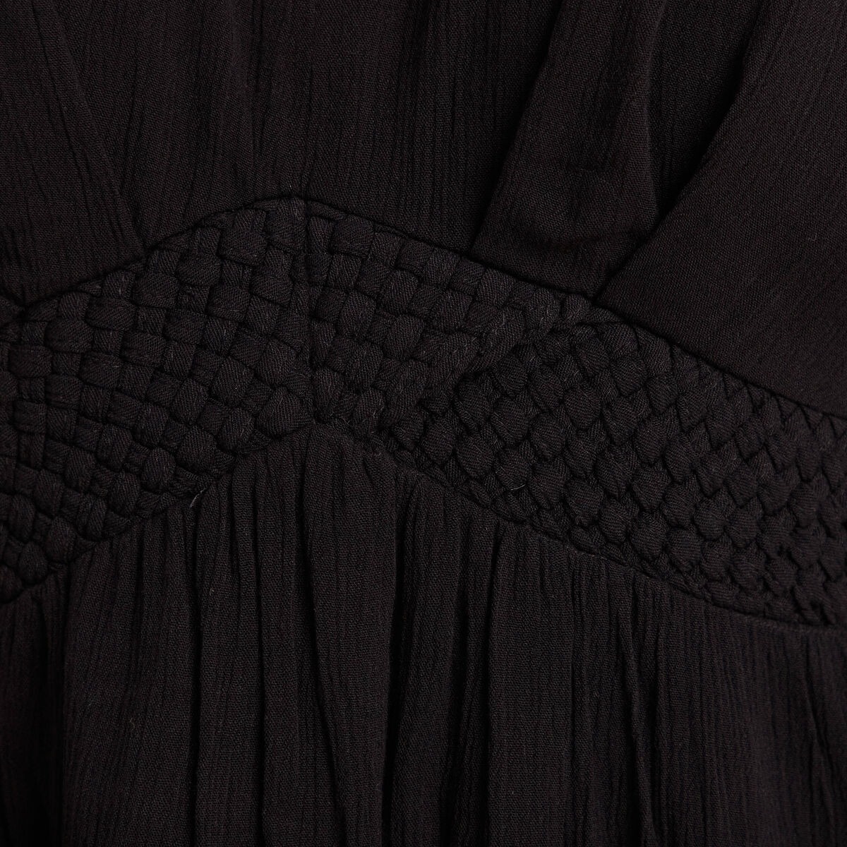 Robe évasée courte manches courtes noir femme