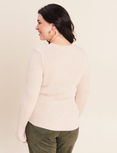 Pull manches longues creme femme