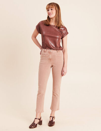 T-shirt manches courtes marron femme