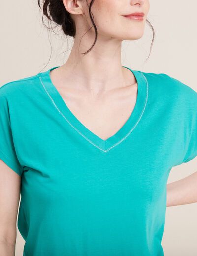 T-shirt manches courtes vert turquoise femme