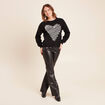Pull col rond manches longues noir femme