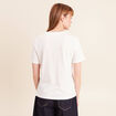 T-shirt col rond manches courtes brod&eacute; ecru femme