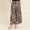 Pantalon fluide taille haute marron foncé femme