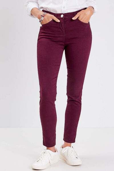 Pantalon léger taille standard 7/8ème prune femme