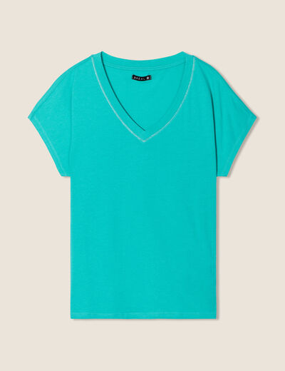 T-shirt manches courtes vert turquoise femme