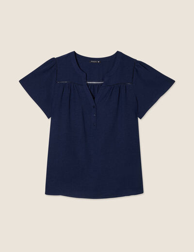 Blouse manches courtes bleu marine femme