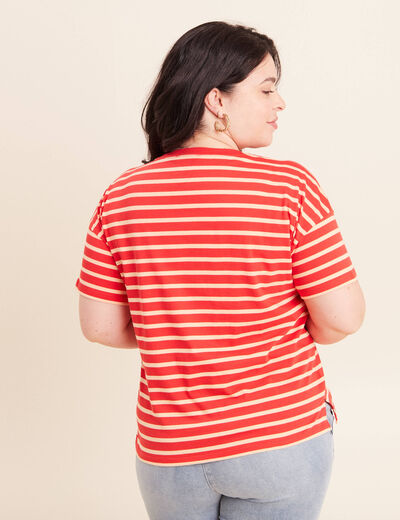 T-shirt col rond manches courtes rose femme