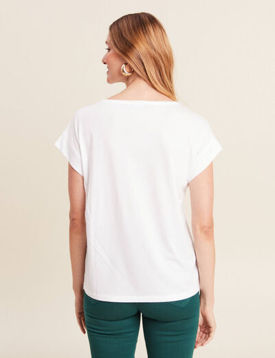 T-shirt manches courtes clous blanc femme