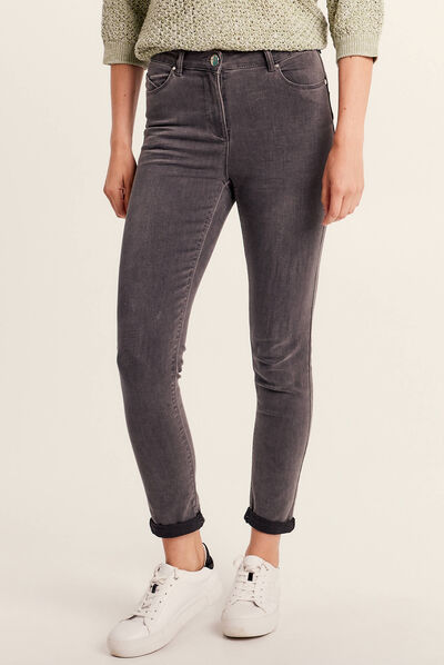 Pantalon ajusté 7/8ème gris femme