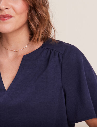 T-shirt manches courtes bleu marine femme