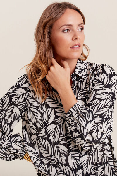 Chemise manches longues noir femme