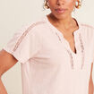 T-shirt manches courtes rose poudrée femme