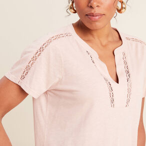 t shirt manches courtes rose poudree femme T-shirt manches courtes rose poudrée femme