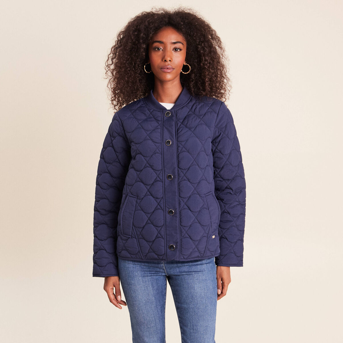 Doudoune l&eacute;g&egrave;re matelass&eacute;e bleu marine femme