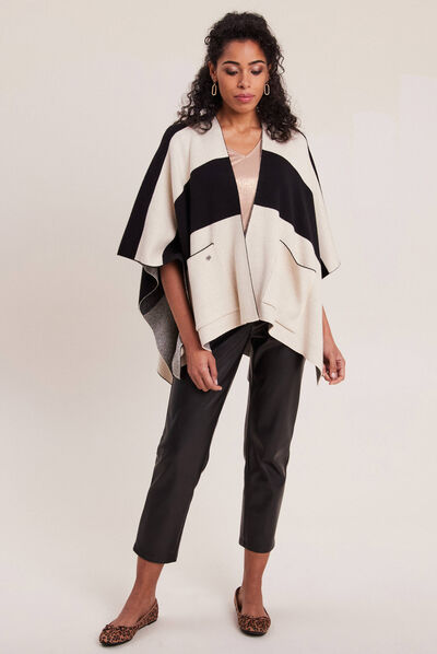 Poncho avec poches noir femme